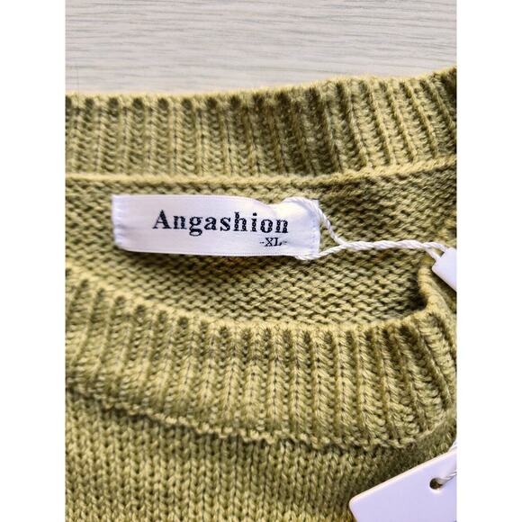 Sweater-Angashion-Striped-Green-Silver-White-Metallic-Long Sleeves - Picture 6 of 15